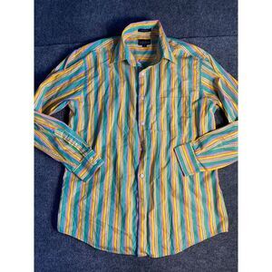 Club Room by Charter Club Shirt Men Medium Multi Striped Long Sleeve Button Down
